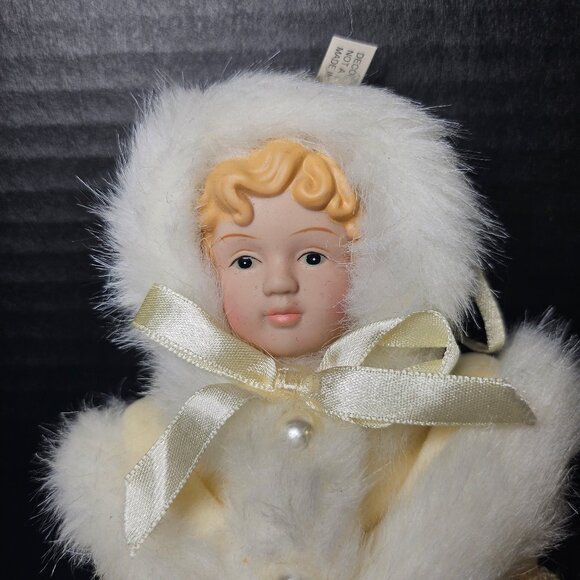 Ivory Porcelain Victorian Girl Christmas Ornament New 10 Inch Tall - Picture 2 of 10